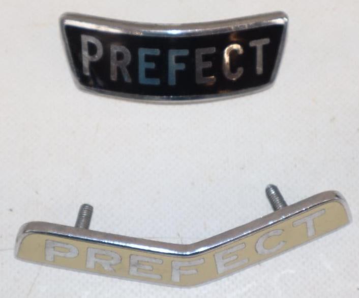 Group of 2 Cloisonne Prefect Ford Emblems: largest 4" x .75"