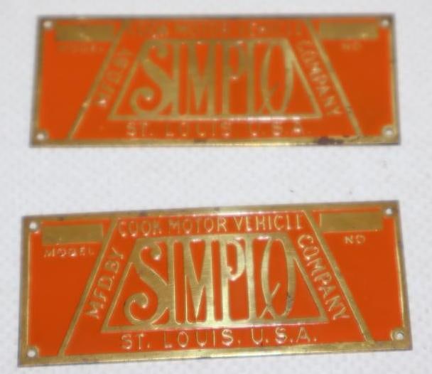 Group of 2 Cook Motor Vehicle Brass Serial Data Tags (1 of 2)
