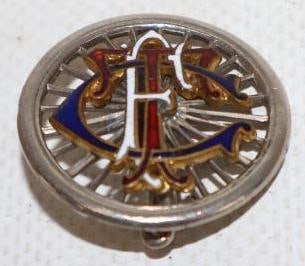 French Touring Club Cloisonne and Die Cut Pin Back Badge: 1" x 1"