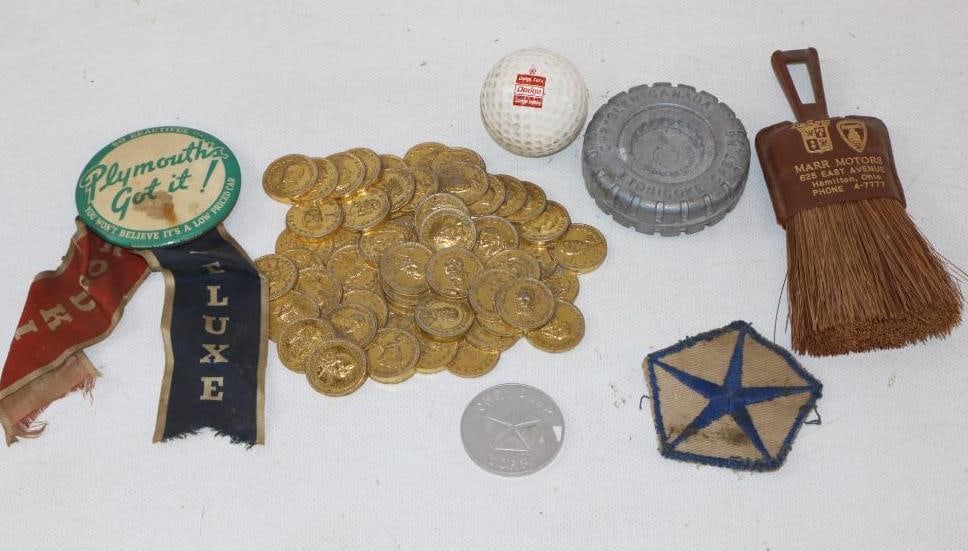 Group of 7 Dodge, GM, Chrysler, and Plymouth Promotional Advertising Items: largest 2" x 5.5"