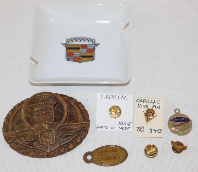 Group of 7 Cadillac Advertising Ashtray, Pins, and Paperweight (1 of 5)