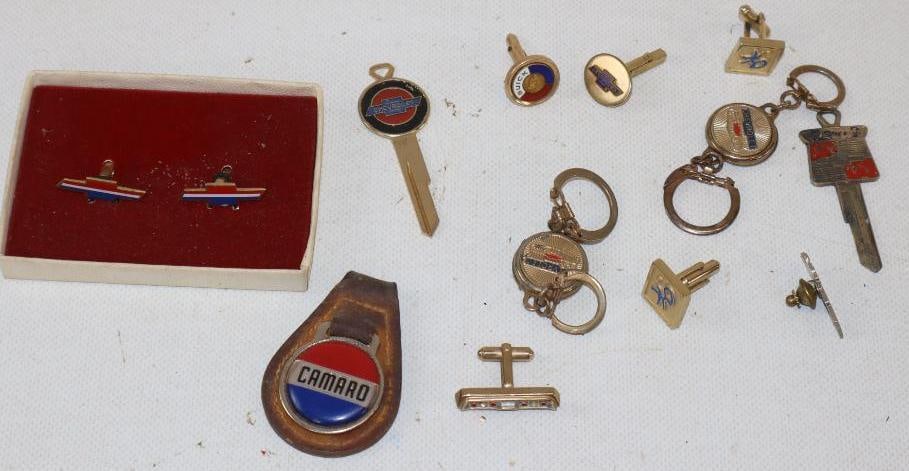Group of 13 Chevrolet and GM Cufflinks, Pins, and Keychains (1 of 5)
