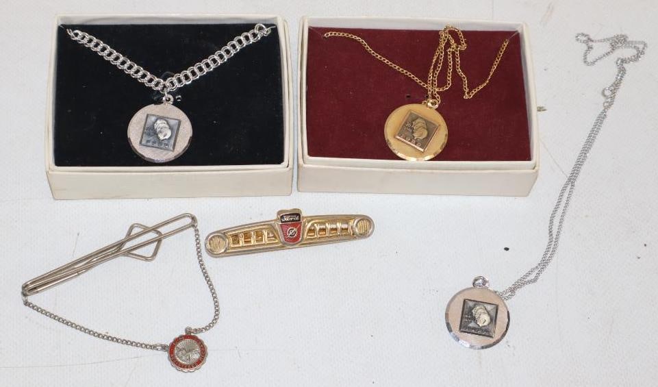 Group of 5 Ford Motor Company Advertising Tie Tacks: largest 2.5" x .5"