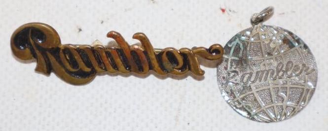 Group of 2 Rambler Keychain Tag and Pin Back Badge: largest 2" x .5"