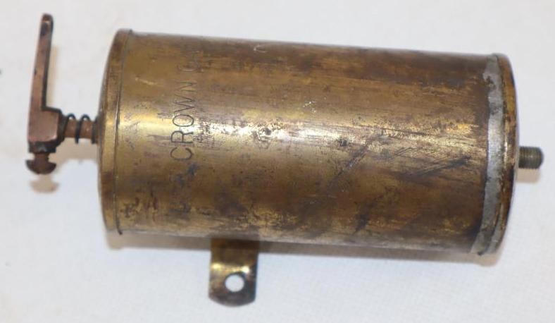 Brass Motorcycle Gas Tank with Crown Gas Advertisement: 5" x 2.75" x 2"