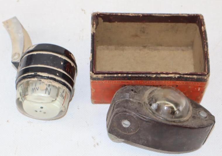 Group of 2 Airway and Hull Automobile Dash Compasses: largest 4" x 2.5" x 2"