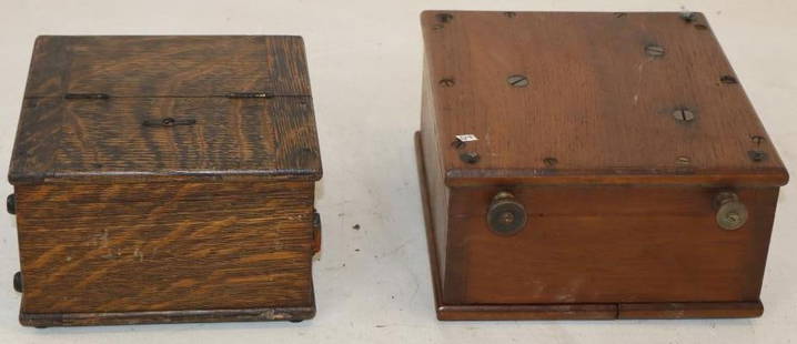Group of 2 D.C. Milliammeters in Original Wooden Boxes: largest 8.5" x 4.25" x 8"