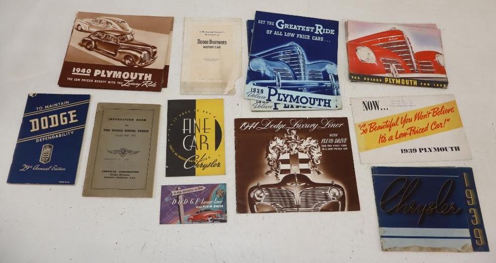 Group of 20 Dodge and Plymouth 1920's-1940's Dealership Brochure Books and Instruction Manuals (1 of 7)