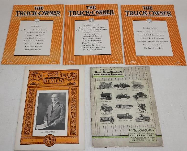 Group of 5 1920's The Truck Owner and Hvass Street Cleaning Magazines and Catalog: largest 9" x 12"