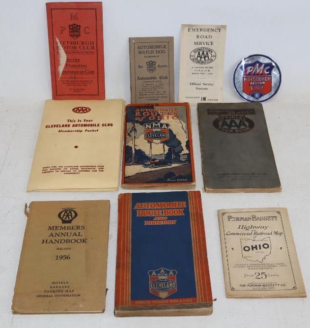 Group of 10 1920's-1950's AAA and NMA Tour Books and Membership Packet: largest 6" x 10"