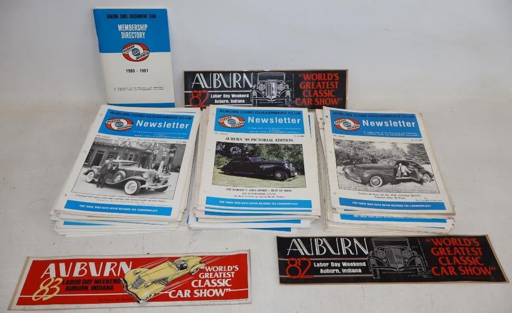 Large Group of Auburn, Cord, Duesenberg Club Newsletters, Directory, and Show Stickers (1 of 5)