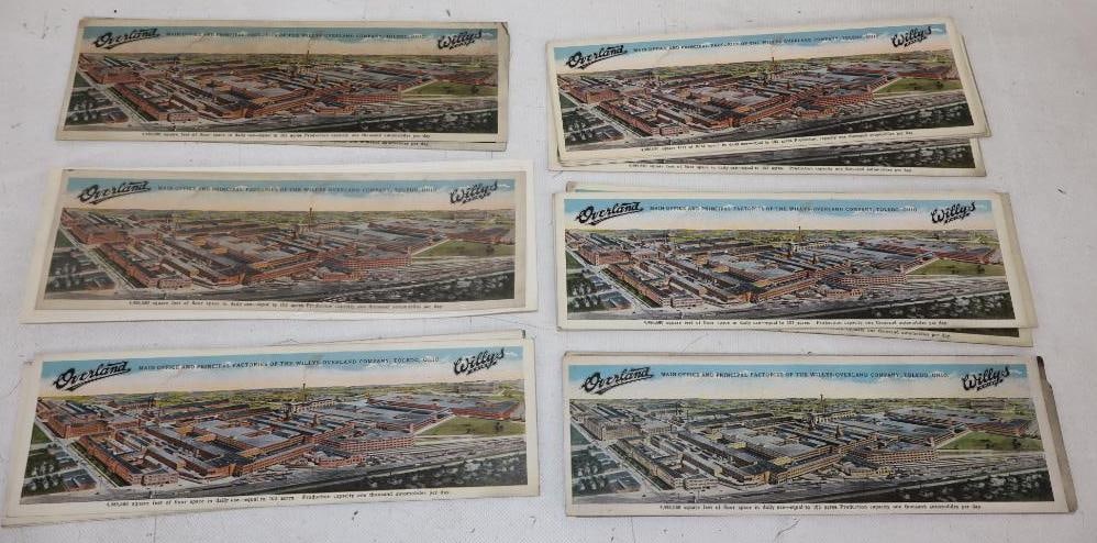 Group of 22 Willy's Knight Factory Souvenir Postcards: 11.5" x 4" each