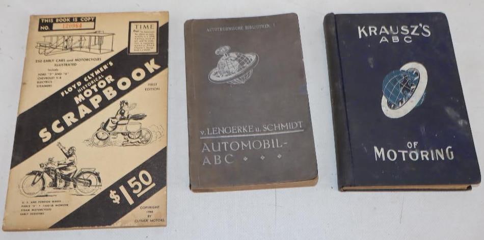 Group of 3 1906 ABC's of Motoring Books and 1944 Floyd Clymer's Motor Scrapbook Magazine (1 of 3)