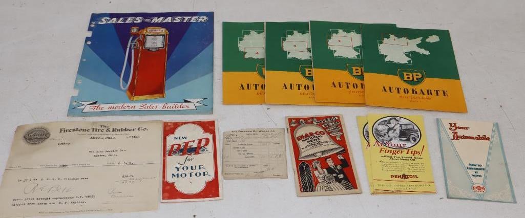 Group of 10 BP, Bennett, Pennzoil, En-Ar-Co, and Freedom Oil Works Magazines, Brochures, and: largest 8.5" x 11"