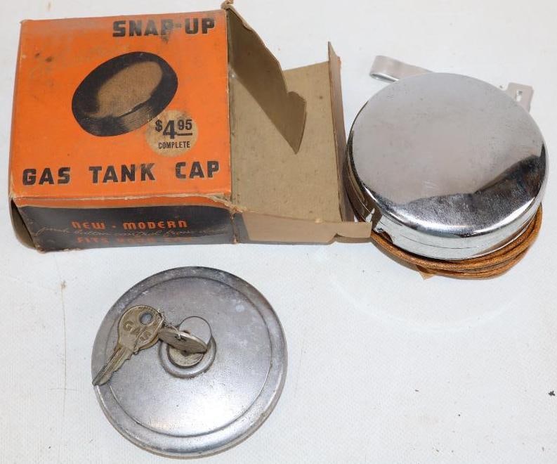 Group of 2 Snap-Up Gas Tank Cap in Original Box and Locking Gas Cap with Key (1 of 2)
