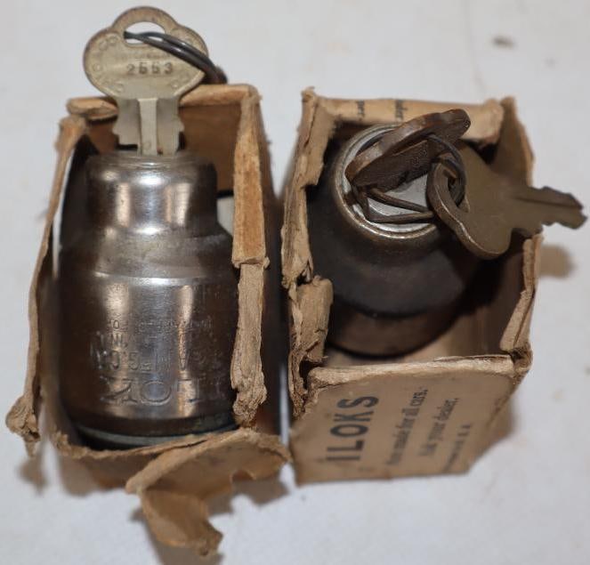 Group of 2 Iloks Automobile Spare Tire Locks in Original Boxes: 2" x 1.5" x 2" each