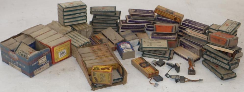 Group of 103 Standard Automotive Brushes and Ignition Parts in Original Boxes: largest 4.75" x 2.75" x 2"