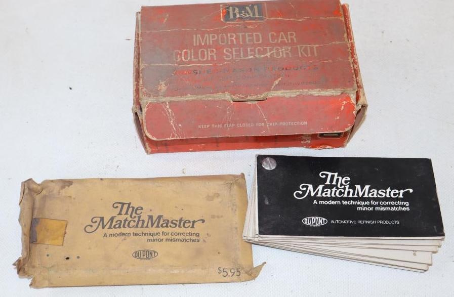 Group of 2 DuPont and R-M Automobile Color Sample Kits: largest 6" x 4" x 2"