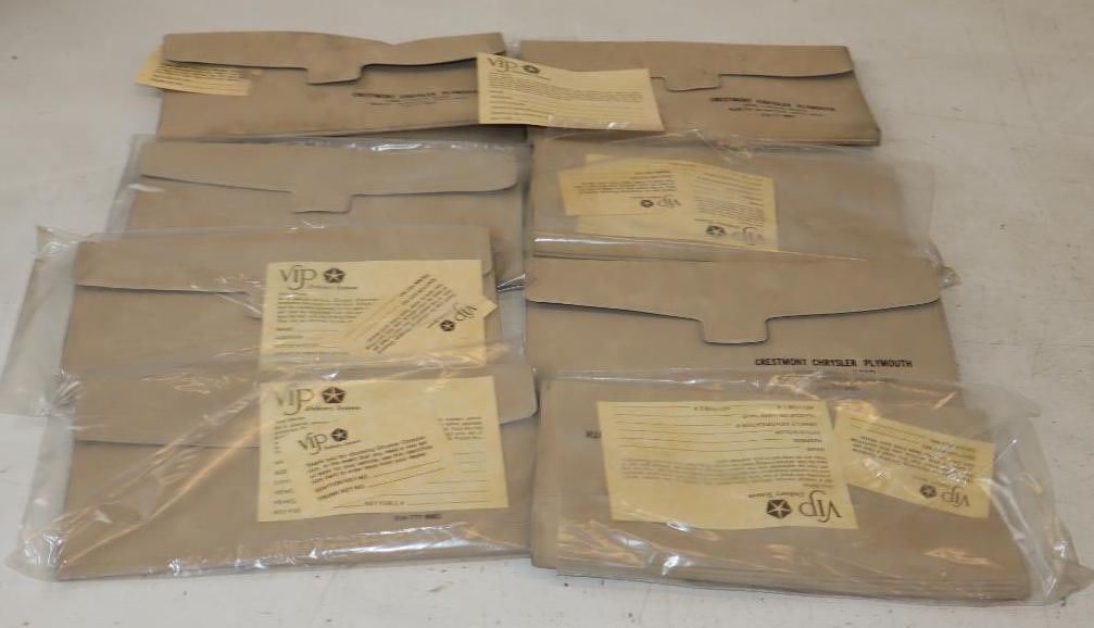 Group of 8 Chrysler Plymouth VIP Delivery System Pouches with Keychains: 10" x 5" each