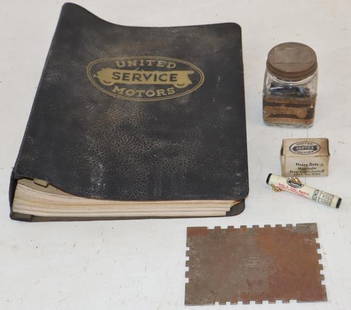 Group of 5 United Service Motors Advertising Items: largest 11" x 9" x 3"