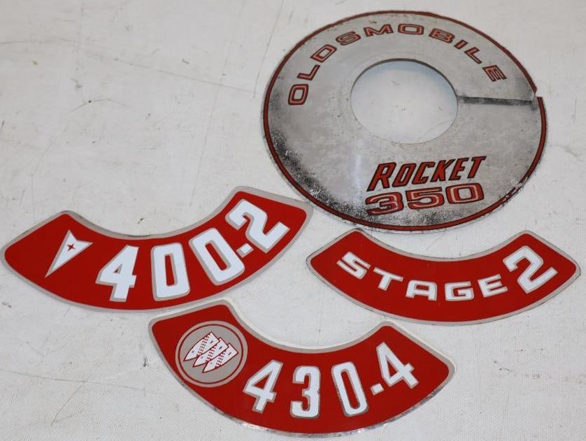 Group of 4 Oldsmobile, Pontiac, and Buick Air Filter Carburetor Decals (1 of 2)