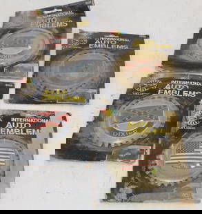 Group of 4 Dixie Confederate Flag Radiator Badges in Original Packaging: 5.5" x 7" each