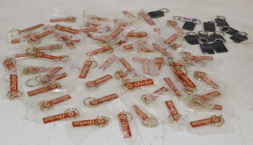 Group of 79 Dodge Motor Car Co Keychains: largest 2.75" x .75"