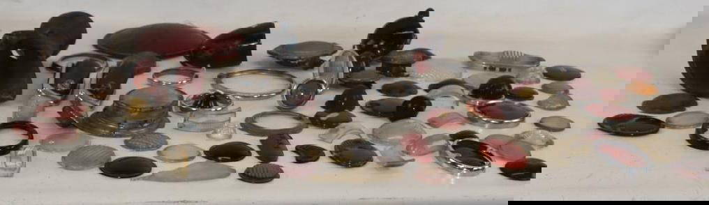 Group of 68 Automobile Glass Lenses and Parts: largest 8.25" x 8.25", is plastic and believed to be off of a traffic light