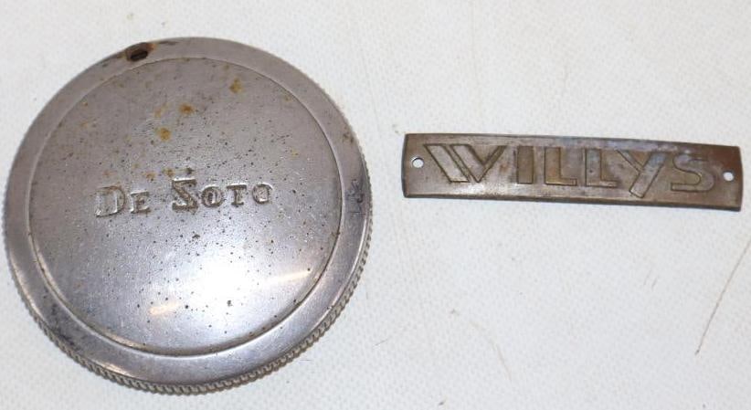 Group of 2 DeSoto Debossed Gas Cap and Willy's Emblem (1 of 2)