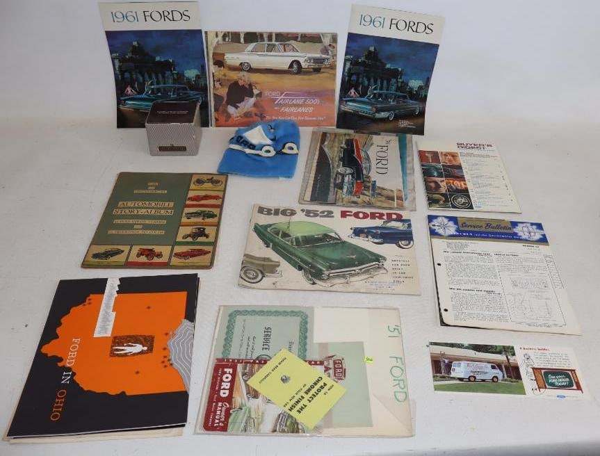 Large Group of 1950's and 1960's Ford Advertisements, Paint Samples and Magazines: largest 8.5" x 11"