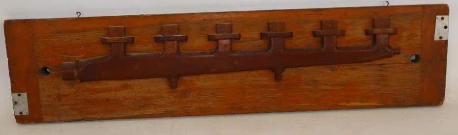 Wooden 1930's Auburn Exhaust Manifold Mould: 49" x 11.5" x 3"