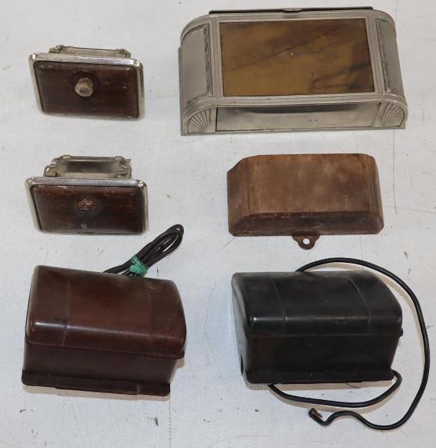 Group of 6 Automobile Ashtrays and Lighters: largest 7" x 3.75" x 1.5"