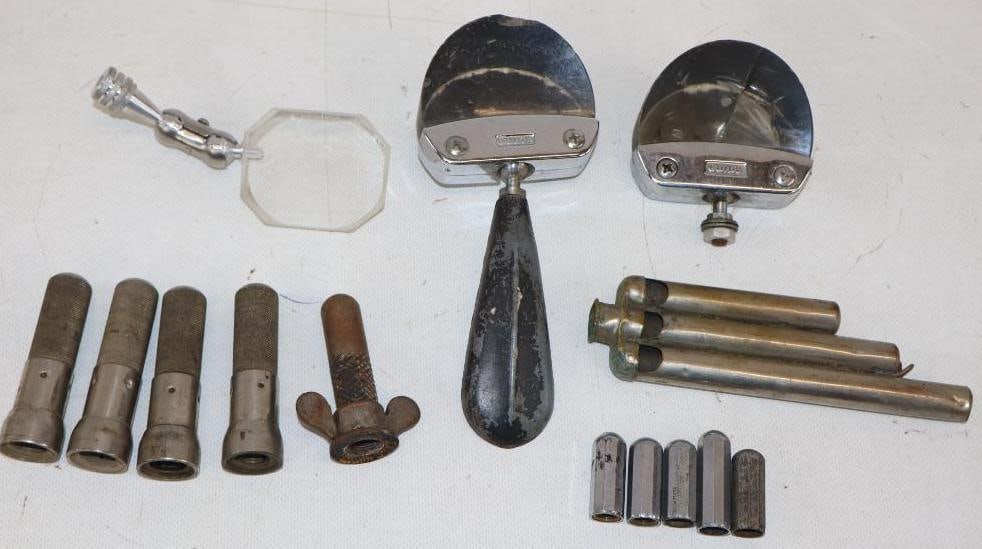 Group of 14 Traffic Light Viewers, Valve Stem Covers, and Steam Whistle (1 of 5)