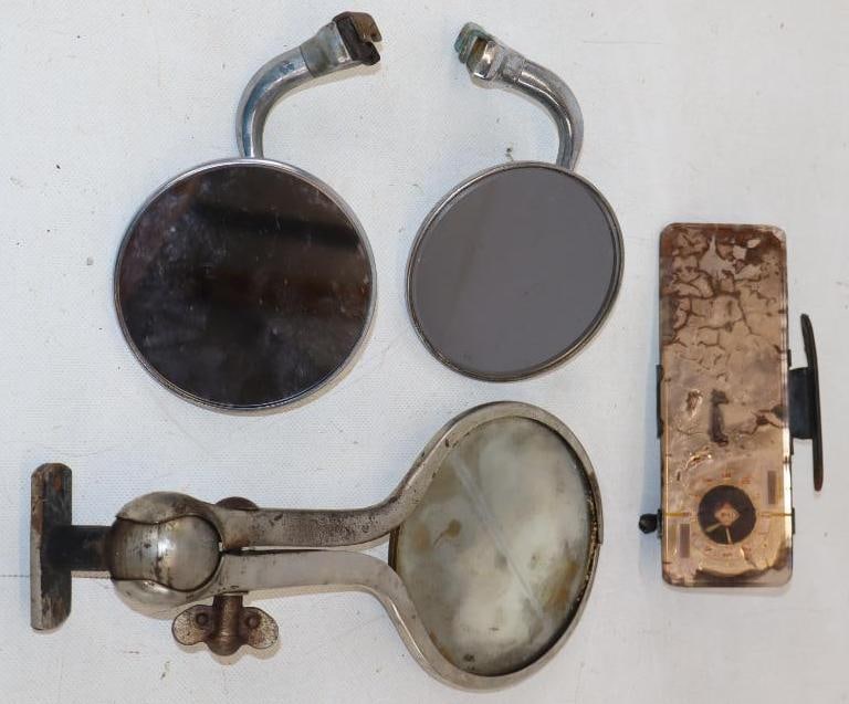 Group of 4 Automobile Side Mirrors, Rear View Mirror with Clock, and Early Adjustable Accessory (1 of 5)