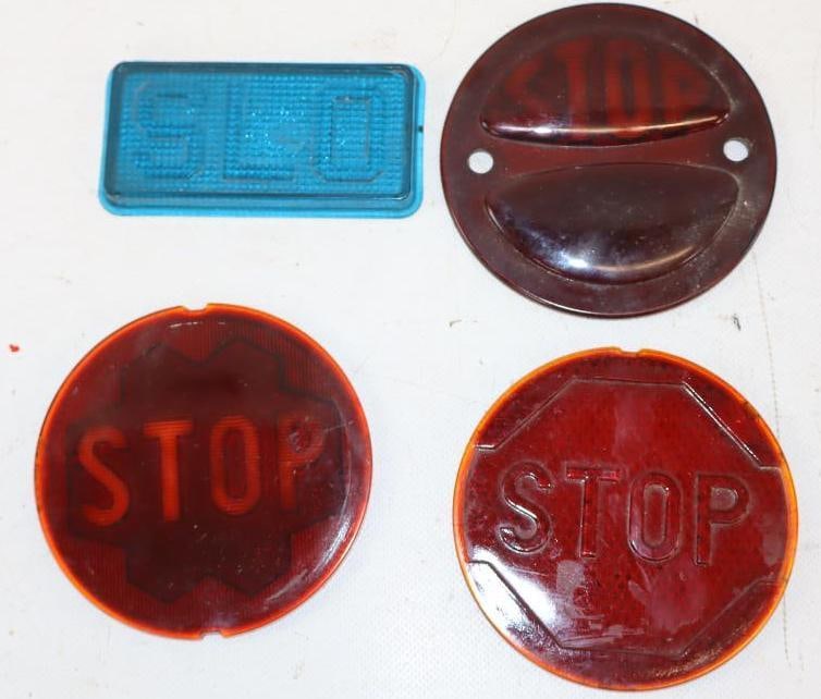Group of 4 Stop and Slo Glass Embossed Taillight Lenses (1 of 2)