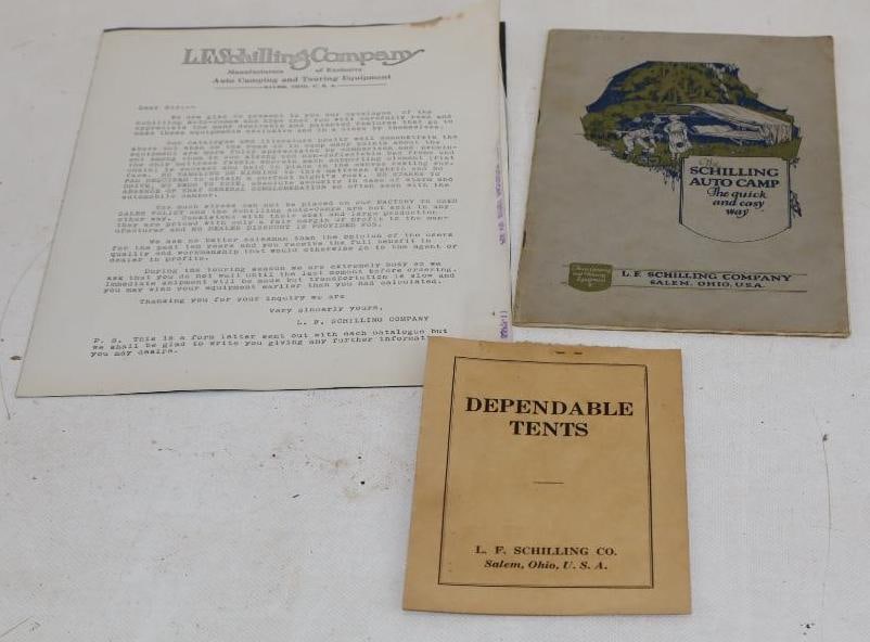 Group of 3 L.F. Shilling Company, Auto Camping and Touring Equipment Letter, Brochure, and Tent (1 of 5)