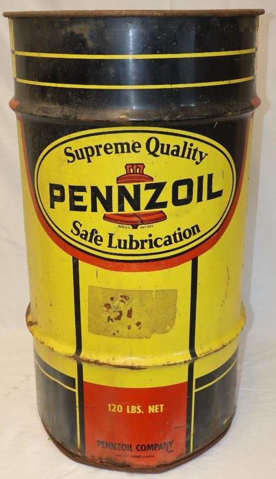Pennzoil Supreme Quality Safe Lubrication 120lb Grease Can Barrel (1 of 3)