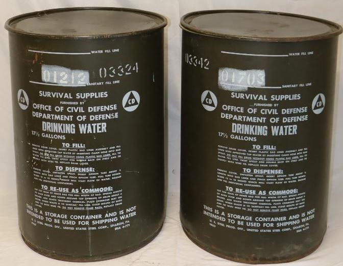 Group of 2 1963 Department of Defense 17.5 Gallon Sanitary Drinking Water Cans (1 of 4)