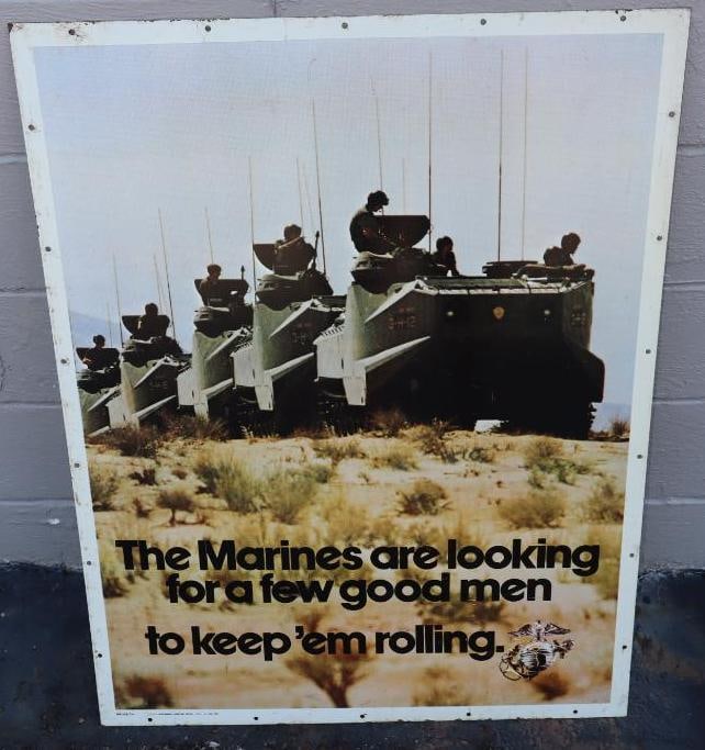 1974 Double Sided Steel The Marines Are Looking For a Few Good Men Tanks and Airplane Recruitment (1 of 8)