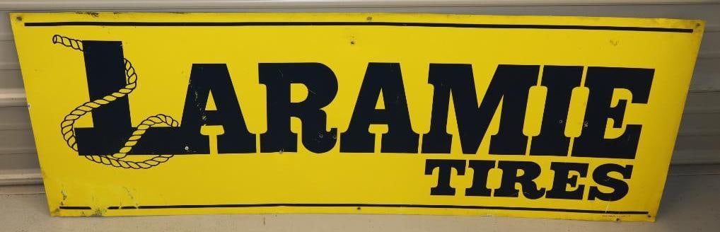 Single Sided Metal Laramie Tires Advertising Sign: 18" x 48"