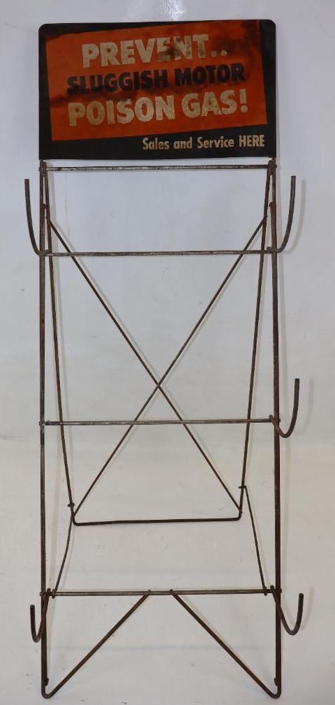 "Prevent.. Sluggish Motor Poison Gas!" Sales and Service Here Display Rack: 22" x 16 1/4" x 41"