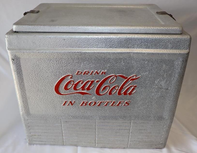 Drink Coca Cola in Bottles Embossed Aluminum Progress Refrigerator Co Louisville KY Advertising (1 of 7)