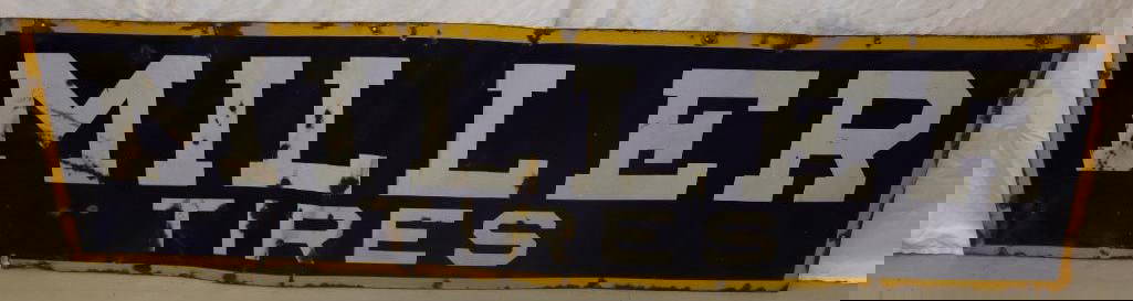 Miller Tires Single Sided Porcelain Advertising Sign: 72" x 20"