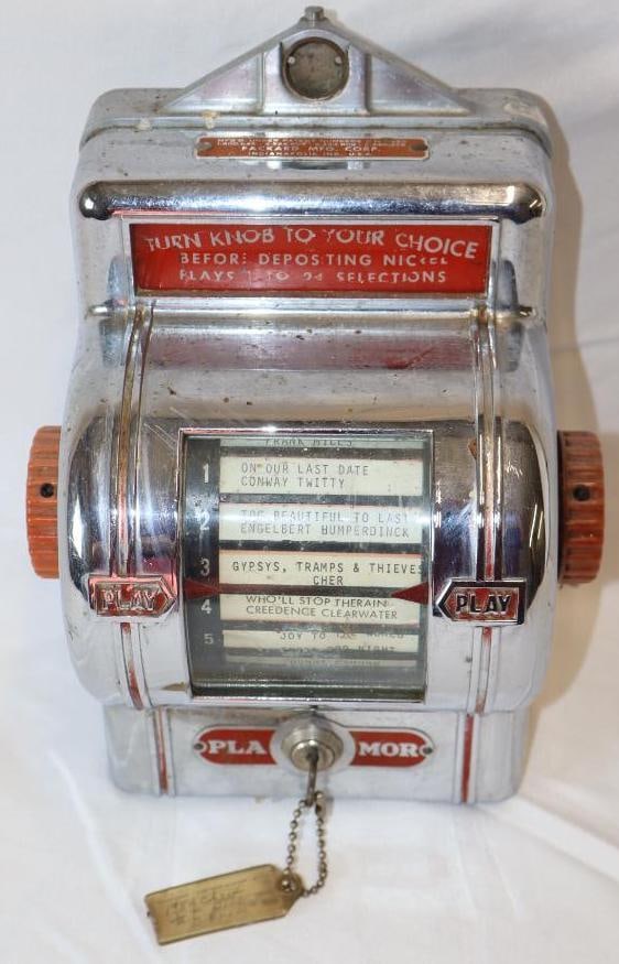 Packard Mfg. Play Mor Coin Operated Tabletop Wallbox Jukebox (1 of 6)