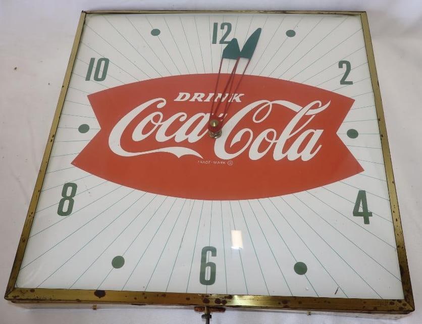 Drink Coca Cola Fishtail Pam Advertising Curved Glassface Clock (1 of 6)