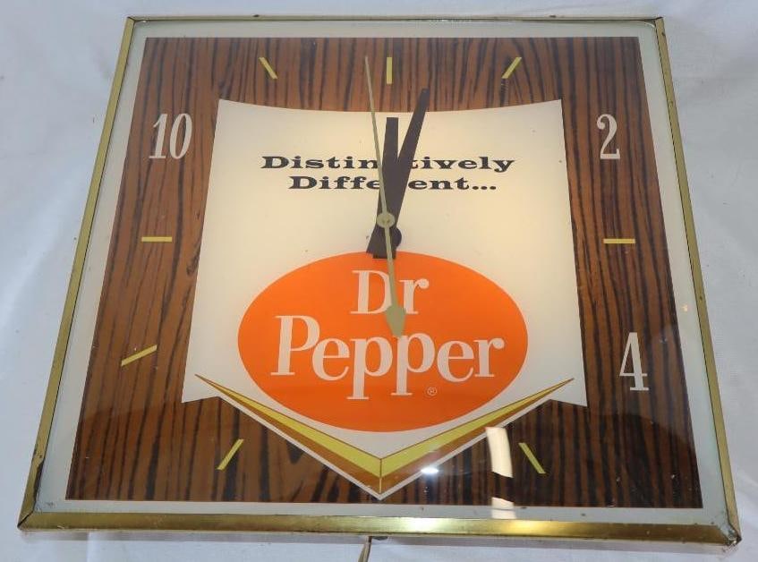 Dr Pepper Distinctively Different Pam Curved Glassface Advertising Clock (1 of 6)