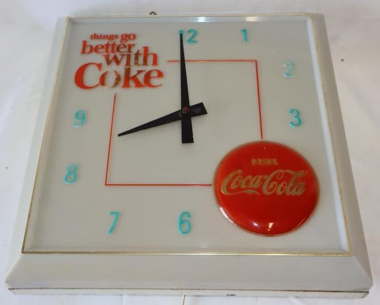 Things Go Better With Coke Drink Coca Cola Plastic Hanover Light up Advertising Clock (1 of 6)
