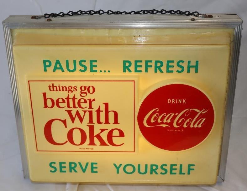 Pause Refresh Things Go Better with Coke Serve Yourself Drink Coca Cola Plastic Light Up Countertop (1 of 5)