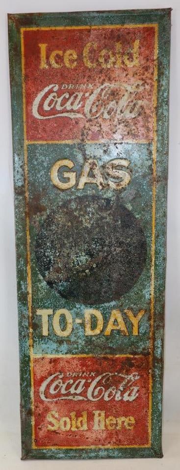Drink Coca Cola Single Sided Tin Gas Today Sign (1 of 7)