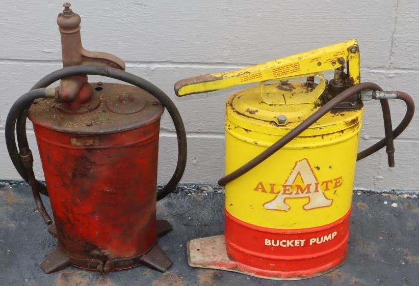 Group of 2 Alemite Grease Can Pump Buckets (1 of 7)